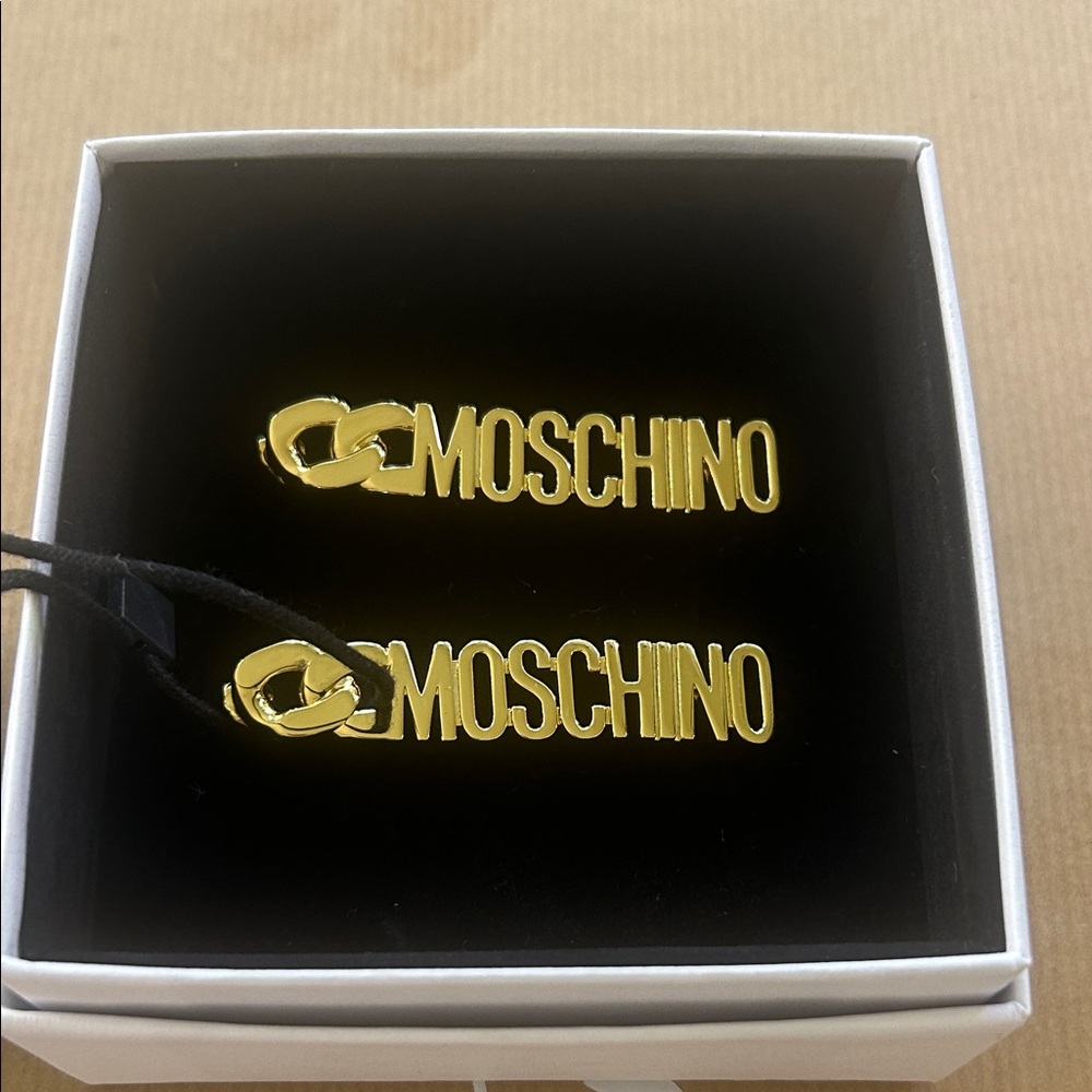 Moschino Logo Gold Drop Earrings